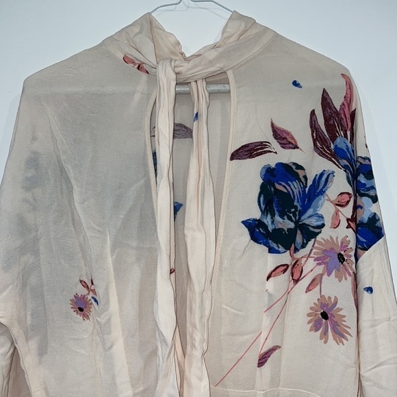 Free people Cream Floral Gemma tied back Tunic Festival mini Dress size XS - Picture 14 of 16